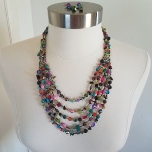 Multi Layered Colorful Beaded Necklace Set